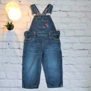 Toddler Girl Denim Flower Overalls